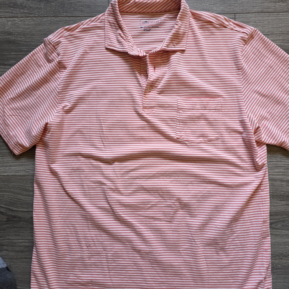 Peter Millar Coral Striped Polo Shirt